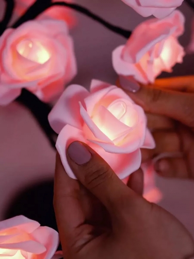 Светильник светодиодная роза LED, розовые цветы-3