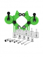 Вакуумный кондуктор для сверления плитки и стекла Vakuro PL с набором алмазных коронок 15 шт.